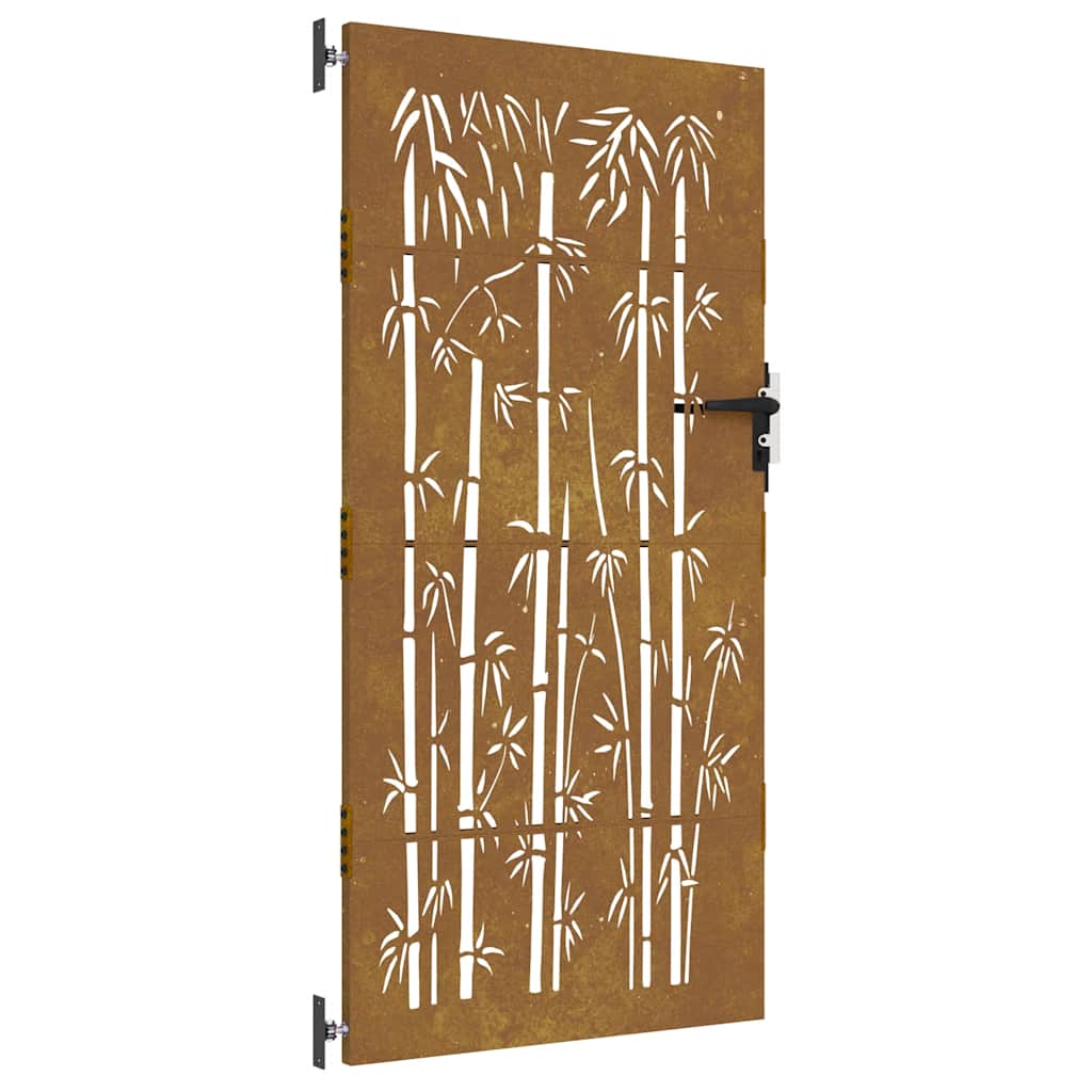 vidaXL Zahradní branka 85 x 175 cm cortenová ocel Bambus