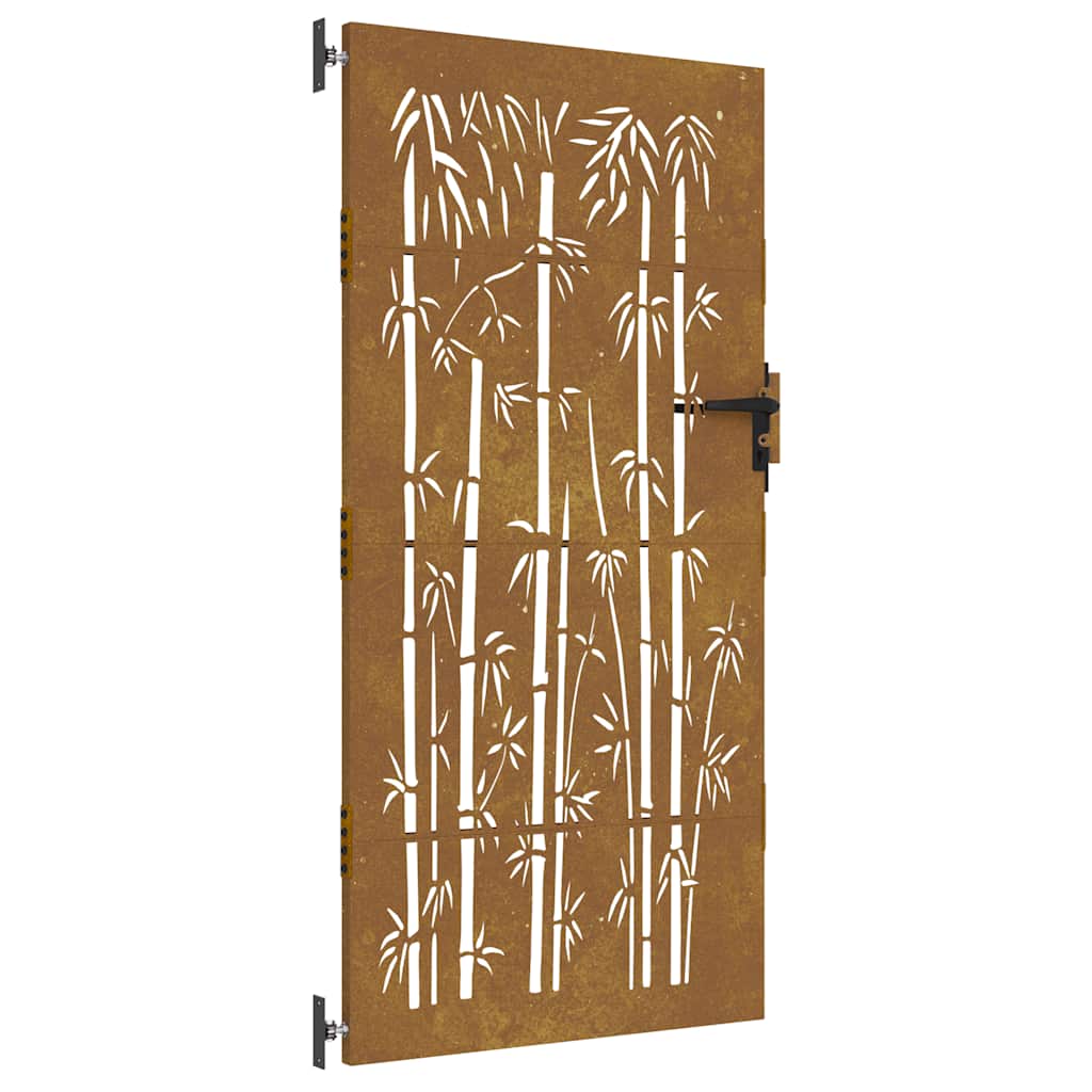 vidaXL Zahradní branka 85 x 200 cm corten ocel bambusový design
