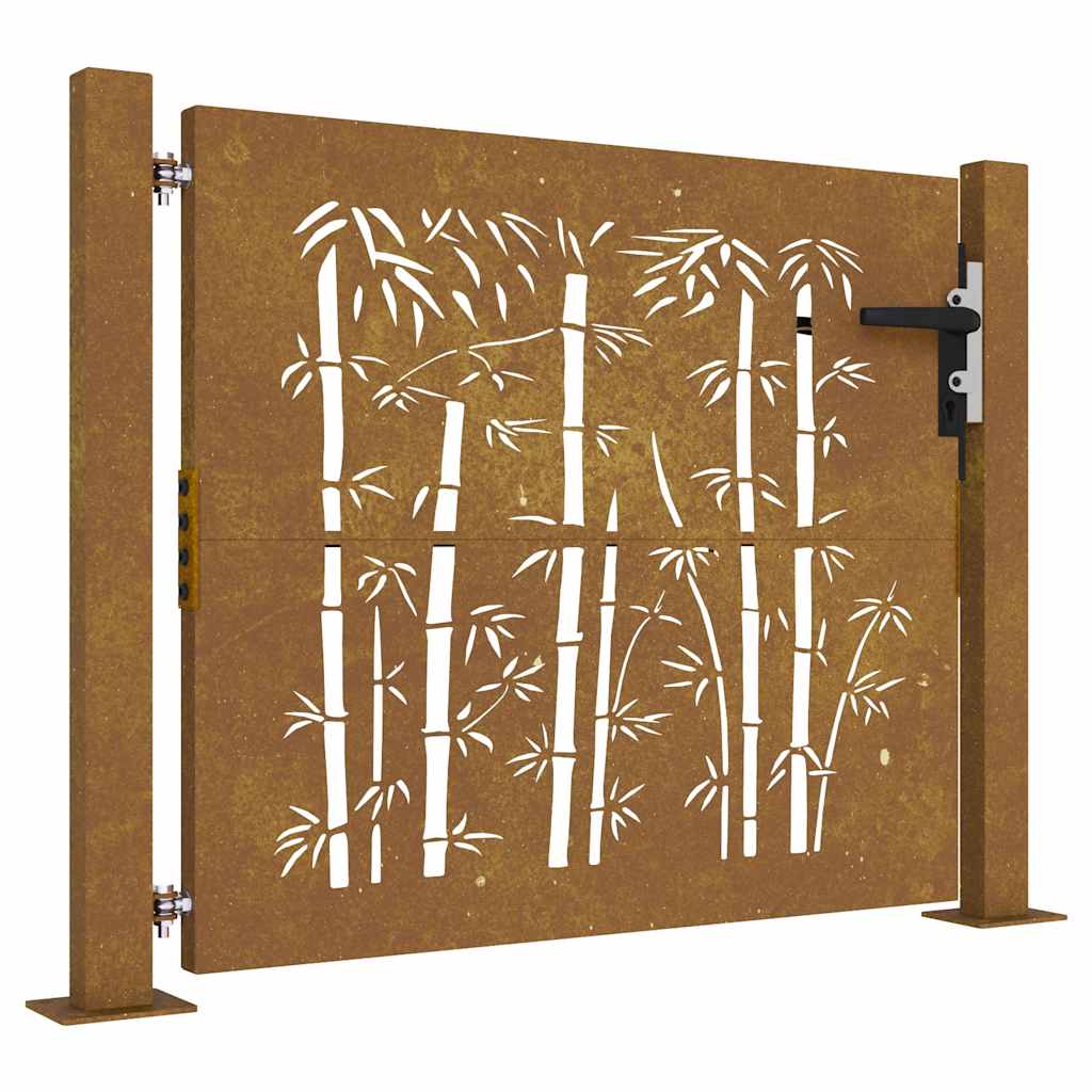 vidaXL Zahradní branka 105 x 80 cm cortenová ocel Bambus