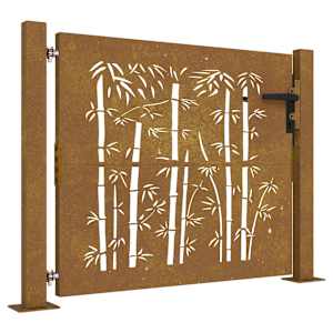 Zahradní branka 100 x 75 cm corten ocel bambusový design - obrázek 2