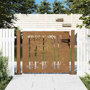Zahradní branka 100 x 75 cm corten ocel bambusový design