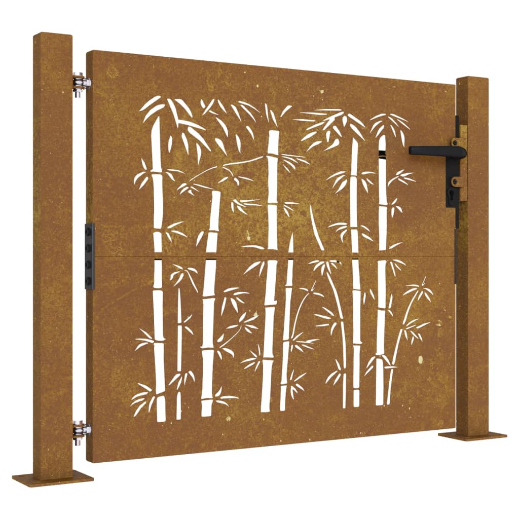 Prečunoliktava - Tev un tavai dzīvei - dārza vārti, 105x105 cm, tērauds, rūsas efekts, bambusa dizains