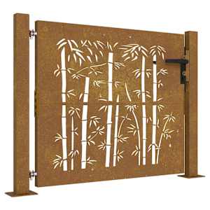 Zahradní brána 100 x 100 cm corten ocel bambusový design - obrázek 2