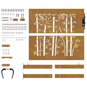 Zahradní brána 100 x 100 cm corten ocel bambusový design - obrázek 5