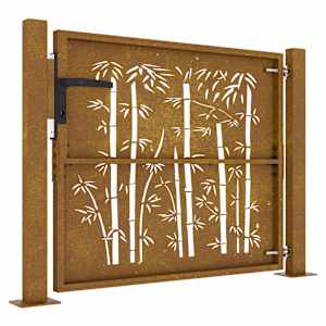 Zahradní brána 100 x 100 cm corten ocel bambusový design - obrázek 6