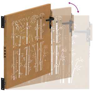 Zahradní brána 100 x 100 cm corten ocel bambusový design - obrázek 10