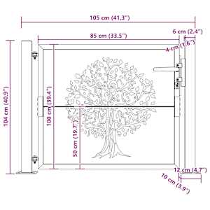 Zahradní brána 100 x 100 cm corten ocel bambusový design - obrázek 9