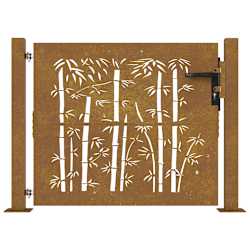 vidaXL Garden Gate 100x100 cm Corten Steel Bamboo Design