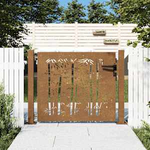 Zahradní brána 100 x 100 cm corten ocel bambusový design - obrázek 1