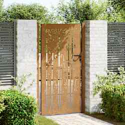 vidaXL Garden Gate 105x180 cm Corten Steel Bamboo Design