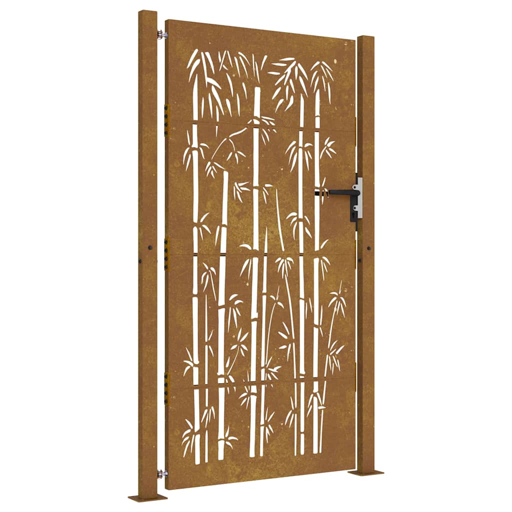 vidaXL Zahradní branka 105 x 205 cm cortenová ocel Bambus