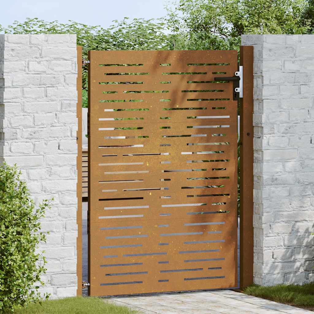 vidaXL fűmintás corten acél kerti kapu 105 x 130 cm