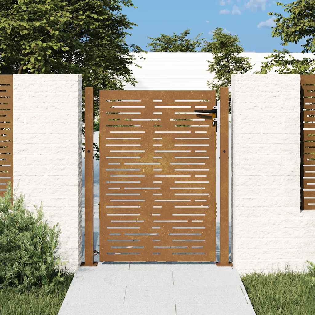 vidaXL Poartă pentru grădină, 105x130 cm, oțel corten, dreptunghiuri