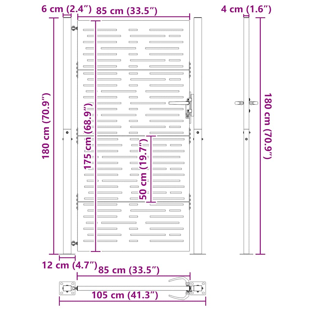 Poort 105x130 cm vierkant cortenstaal tuinpoort tuinpoort staal vidaXL - Afbeelding 110 van 132
