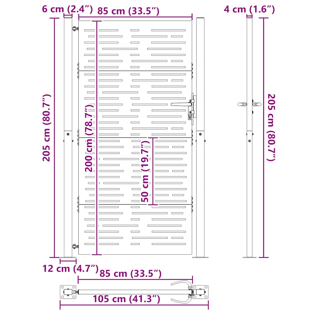Poort 105x130 cm vierkant cortenstaal tuinpoort tuinpoort staal vidaXL - Afbeelding 132 van 132