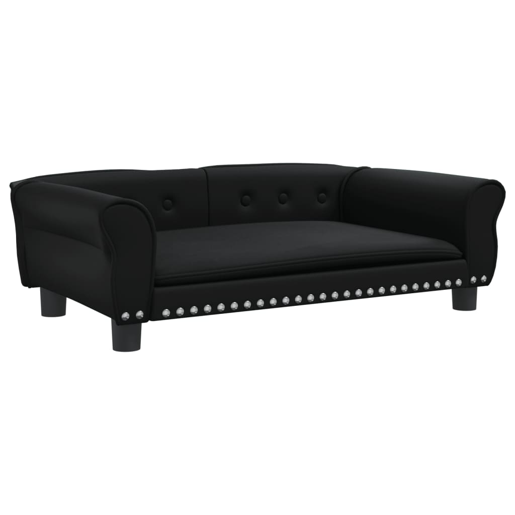 Canapé noir en similicuir avec clous argenté pour chien - 95x55x30 cm