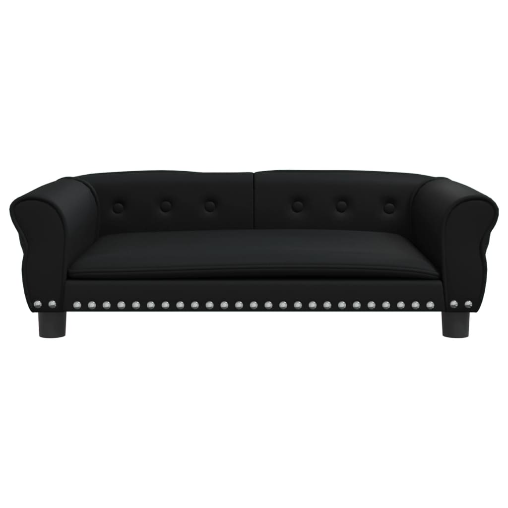 Canapé noir en similicuir avec clous argenté pour chien - 95x55x30 cm