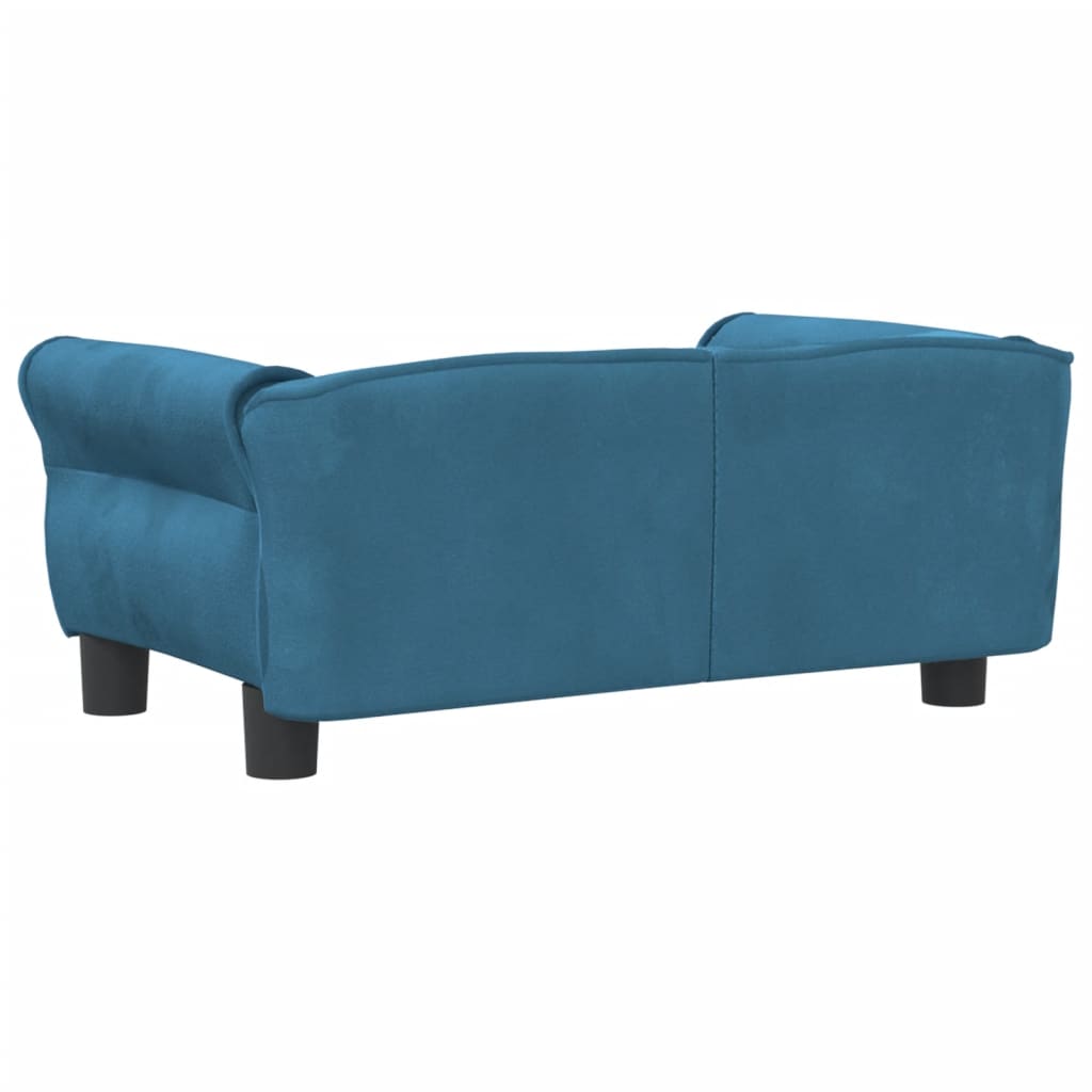 Canapé bleu design en velours pour chien - 70x45x30 cm