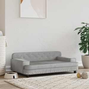 Pelíšek pro psy světle šedý 90 x 53 x 30 cm samet