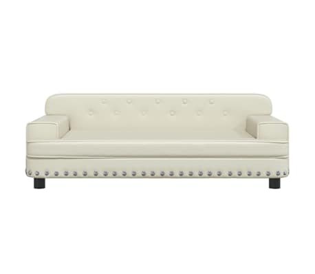 vidaXL Pat de c&acirc;ini, crem, 90x53x30 cm, piele ecologică