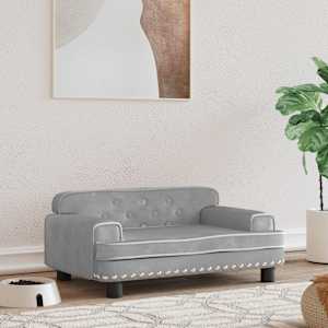 Pelíšek pro psy světle šedý 70 x 45 x 30 cm samet - obrázek 1