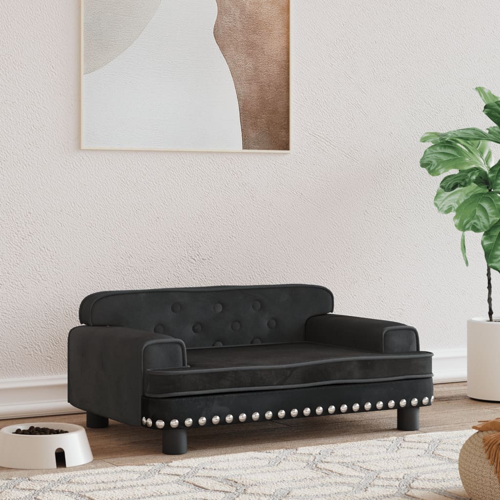 Canapé noir en velours pour chien - 70x45x30 cm