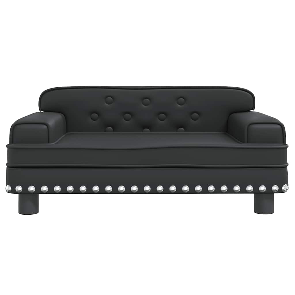 vidaXL Pat de câini, negru, 70x45x30 cm, piele ecologică