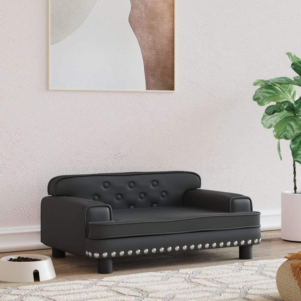 Canapé noir en tissu pour chien - 70x45x30 cm