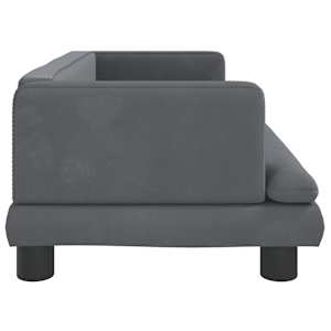 Pelíšek pro psy tmavě šedý 80 x 45 x 30 cm samet - obrázek 4