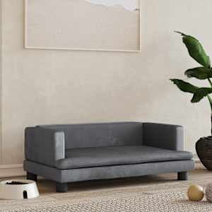 Pasja postelja temno siva 80x45x30 cm žamet