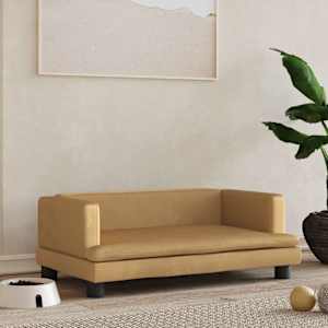 Pasja postelja rjava 80x45x30 cm žamet