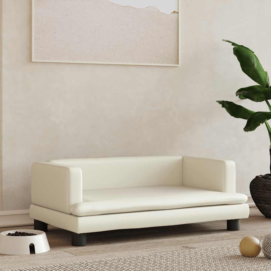 Lit pour chien crème 80x45x30 cm similicuir