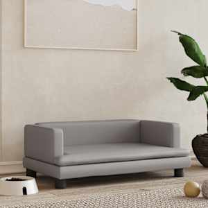 Pasja postelja siva 80x45x30 cm umetno usnje