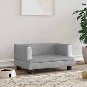 Pelíšek pro psy světle šedý 60 x 40 x 30 cm samet - obrázek 1