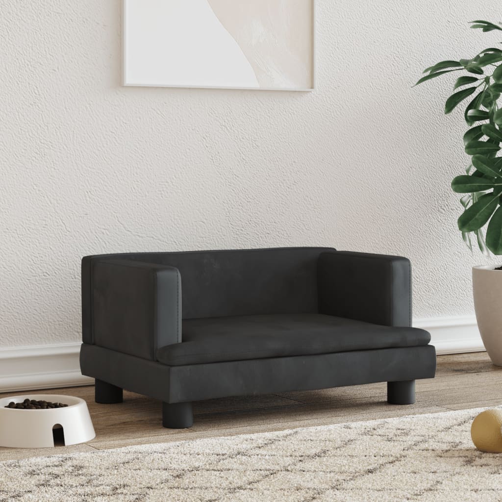 Canapé noir en velours pour chien - 60x40x30 cm