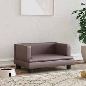 Pasja postelja rjava 60x40x30 cm umetno usnje