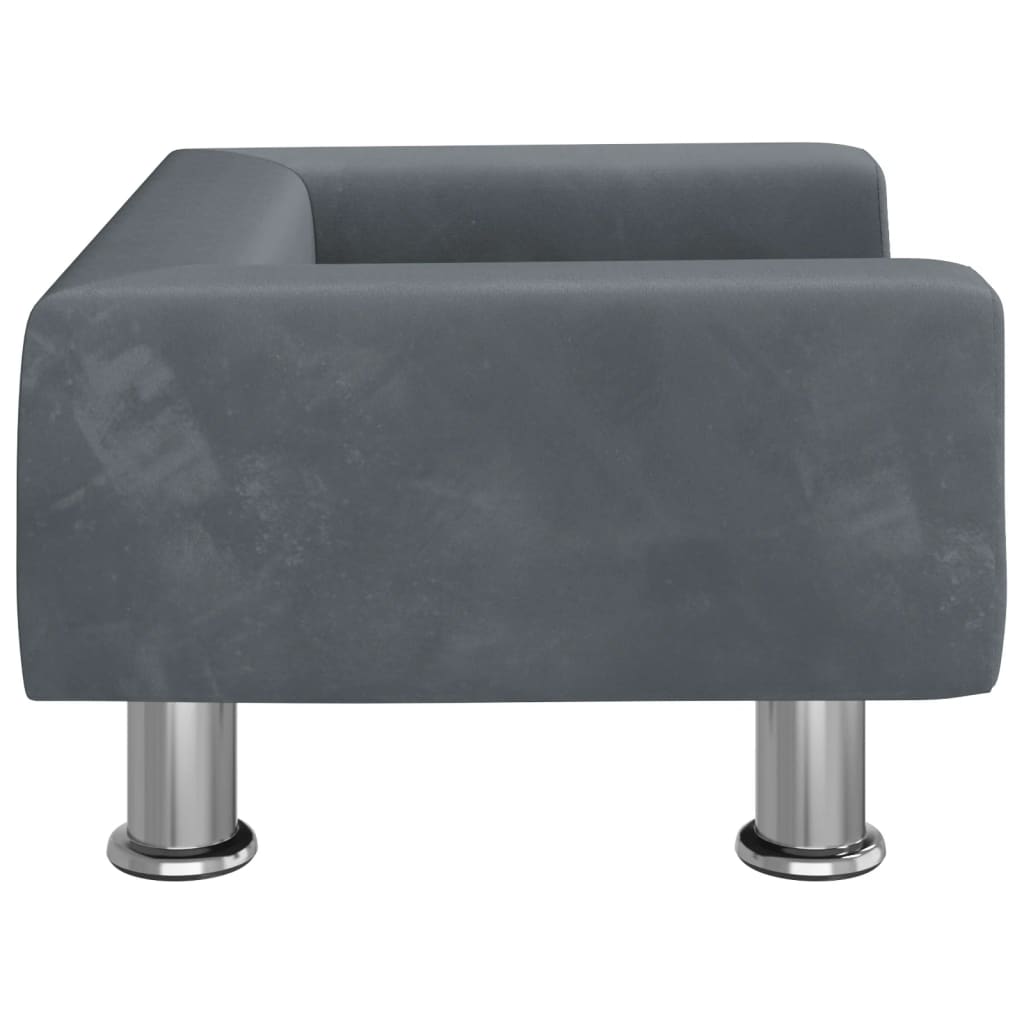 Canapé gris foncé en velours pour chien - 50x40x25 cm