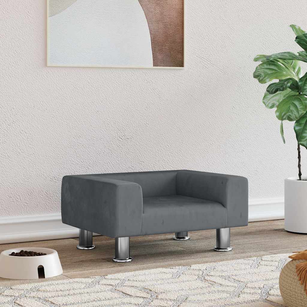 vidaXL Cama para cães 50x40x26,5 cm veludo cinzento-escuro