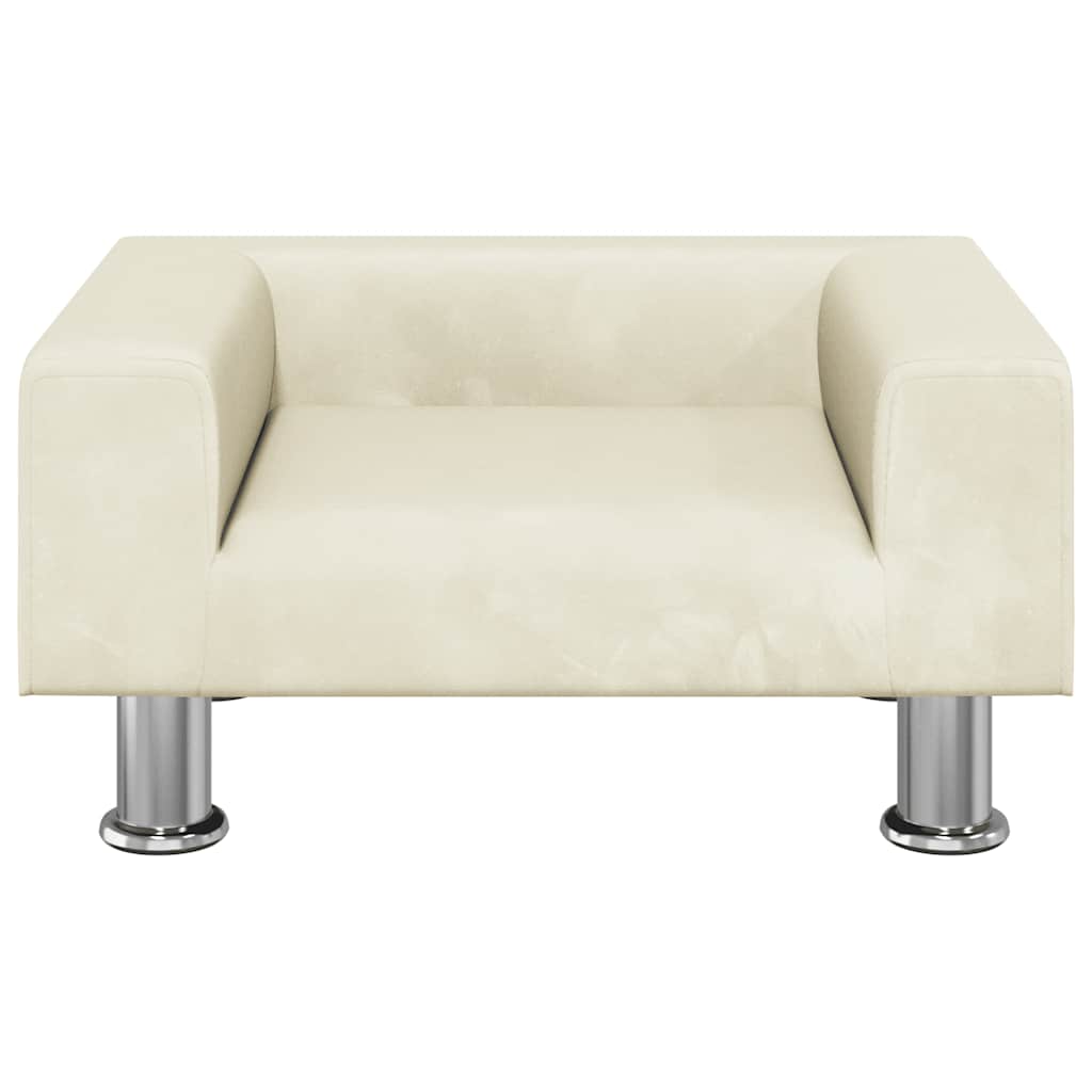 vidaXL Hondenmand 50x40x26,5 cm fluweel crèmekleurig afbeelding