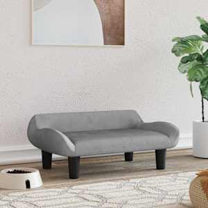 Pelíšek pro psy světle šedý 70 x 40 x 24 cm samet