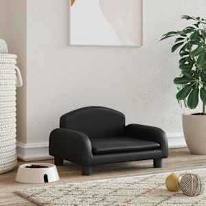 Pasja postelja črna 50x40x30 cm umetno usnje