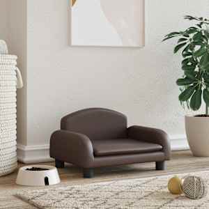 Pasja postelja rjava 50x40x30 cm umetno usnje