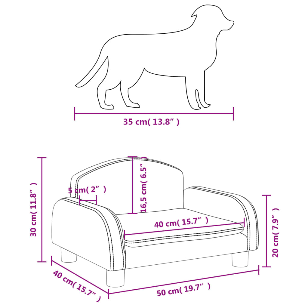 Canapé gris en similicuir pour chien - 50x40x30 cm