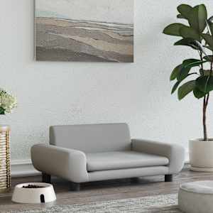 Pelíšek pro psy světle šedý 70 x 45 x 33 cm samet - obrázek 1
