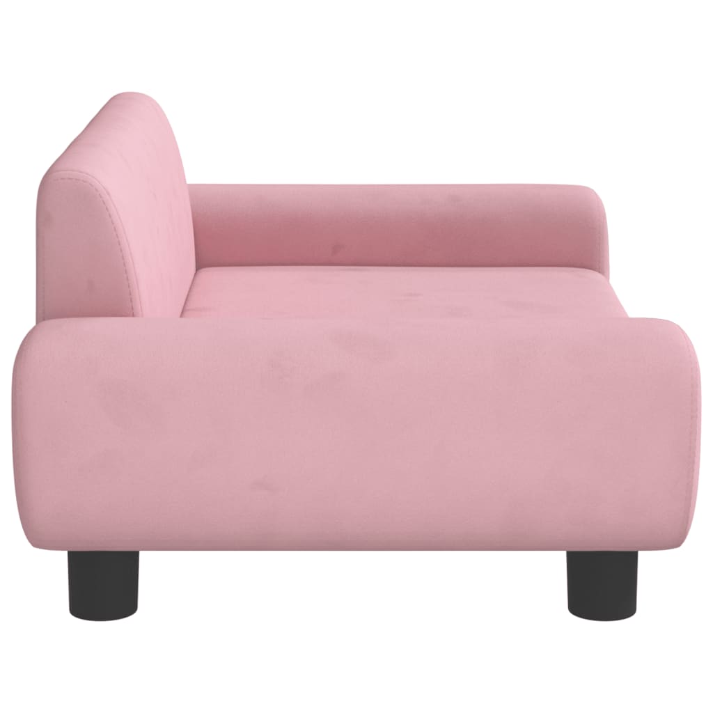 Canapé rose en velours confortable pour chien - 70x45x30 cm