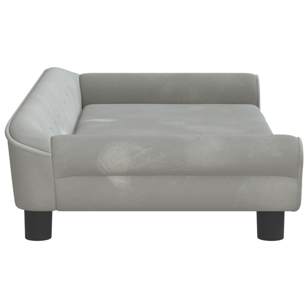 Canapé gris clair en velours pour chien - 100x50x20 cm