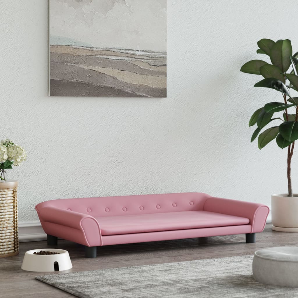 Canapé rose en velours pour chien - 100x50x20 cm