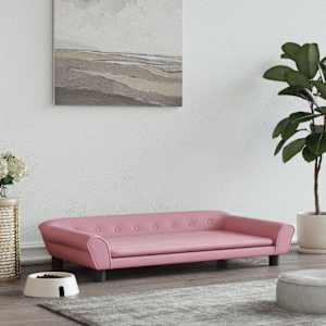 Pelíšek pro psy růžový 100 x 50 x 21 cm samet - obrázek 1
