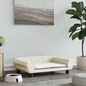 Pelíšek pro psy krémový 70 x 48 x 22 cm samet - obrázek 1
