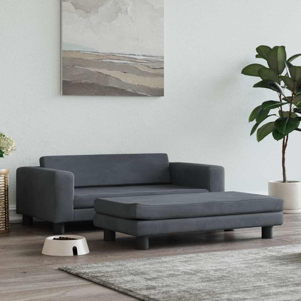 vidaXL hundeseng med forlængelse 100x50x30 cm velour mørkegrå